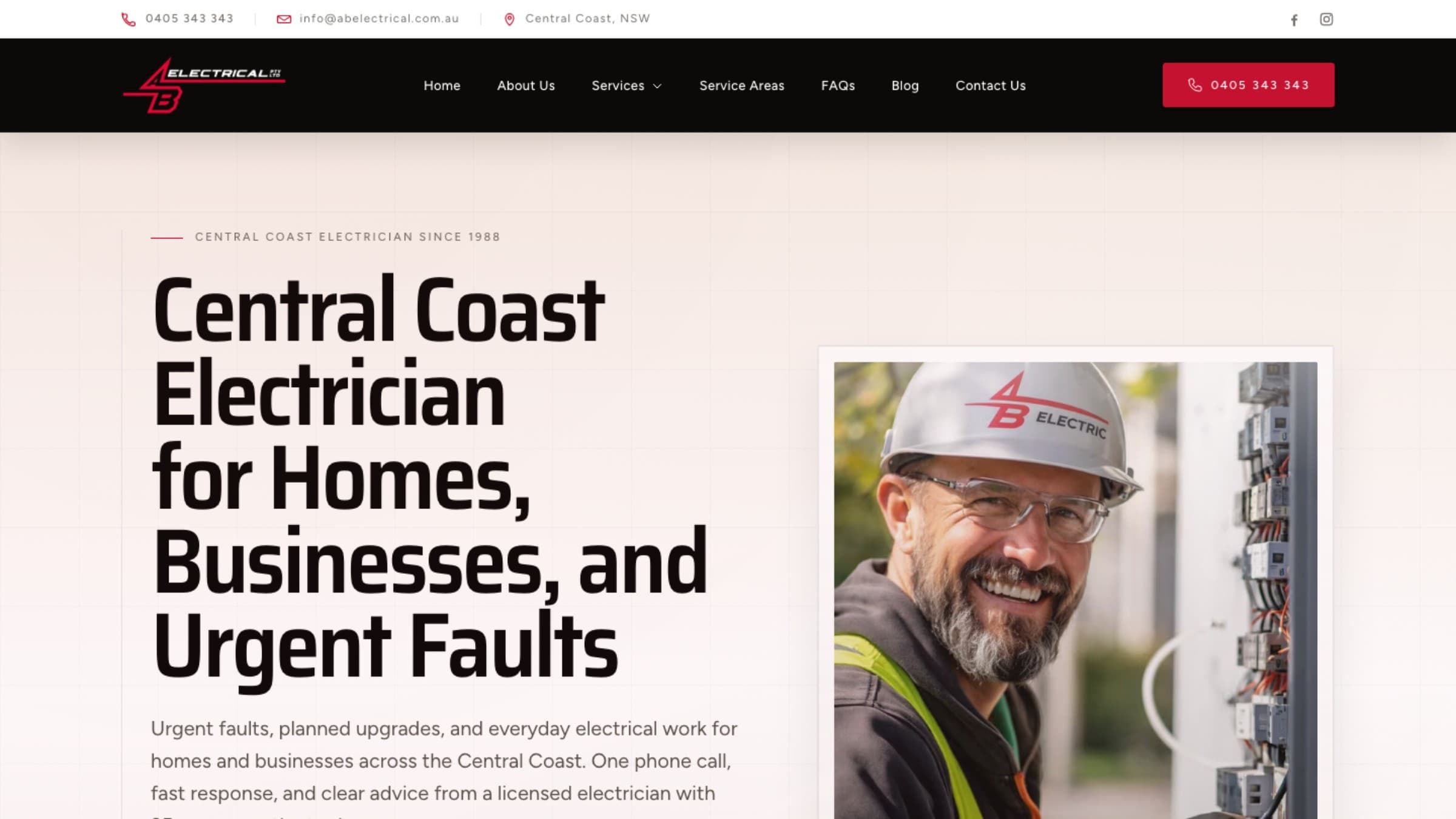 AB Electrical desktop website view