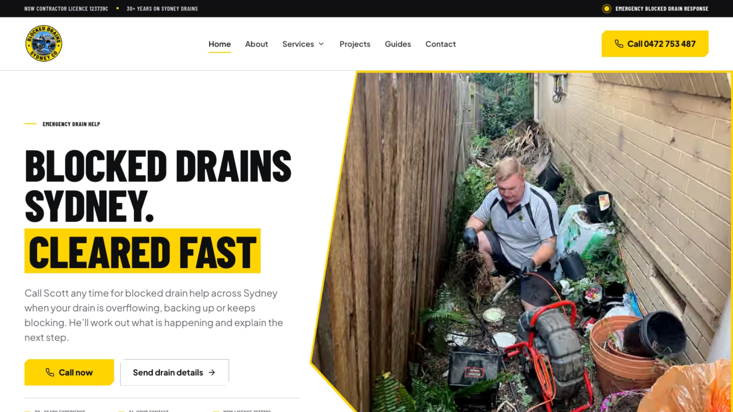 Blocked Drains Sydney desktop website view