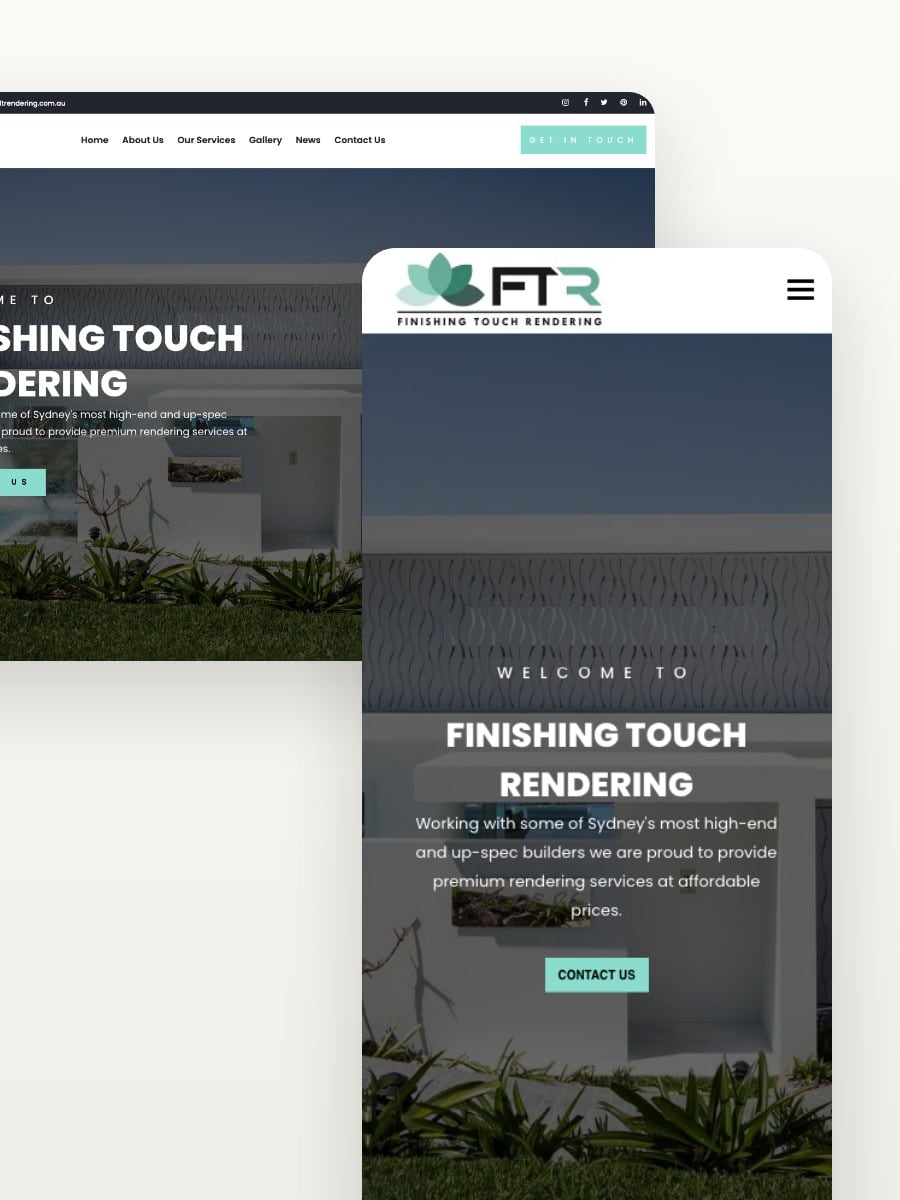 Finishing Touch Rendering desktop and mobile website views