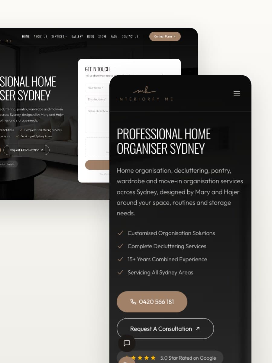 Interiorfy Me desktop and mobile website views