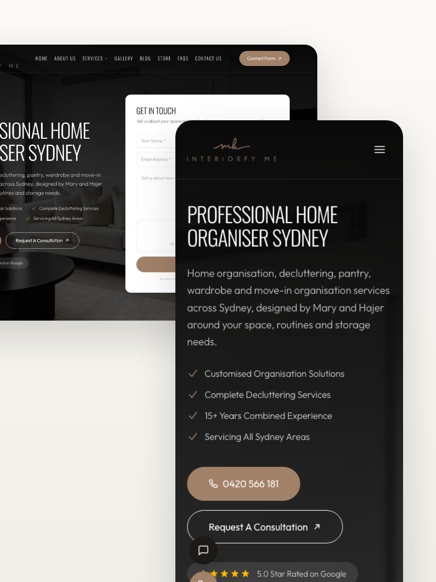 Interiorfy Me desktop and mobile website views